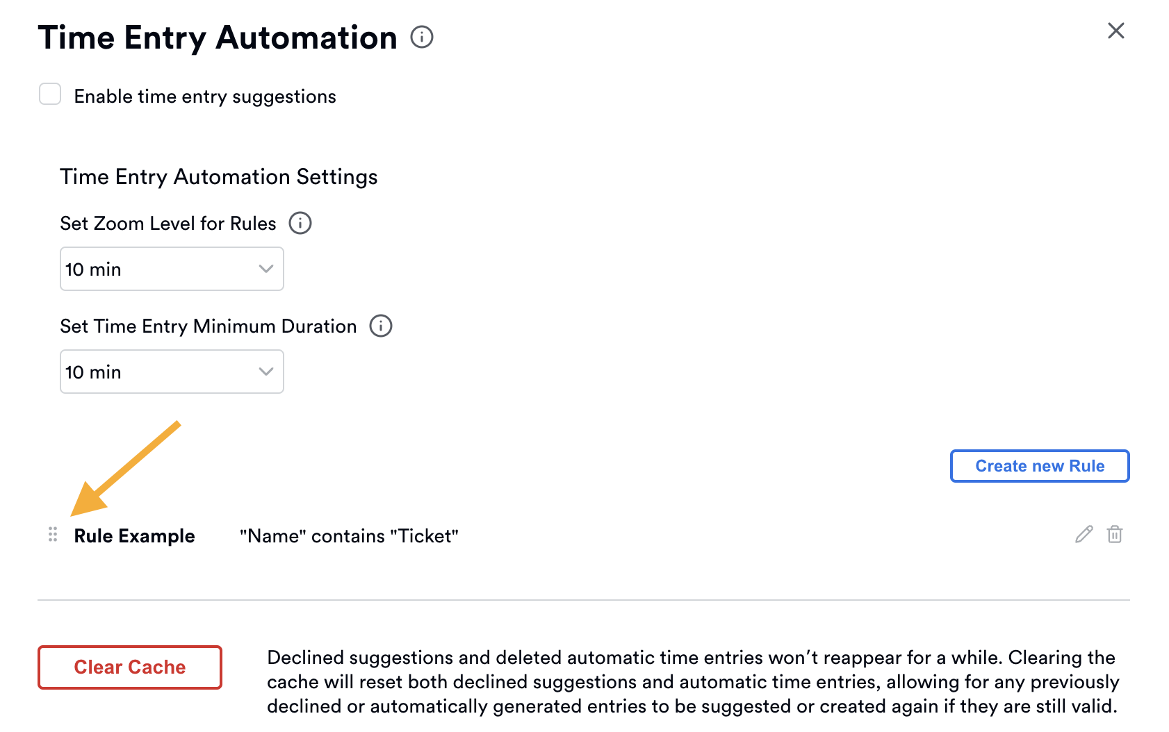 Rules for automatic time entries
