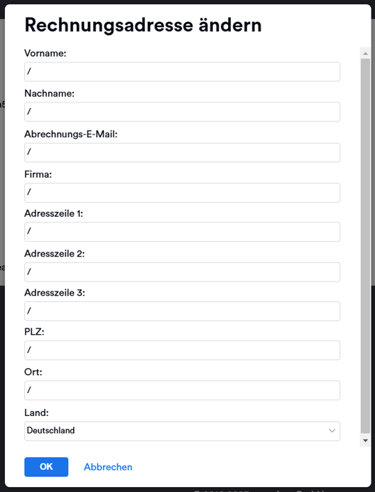 Change Billing Address DE