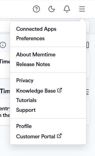 Menu - Connected Apps