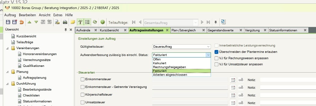 Setting in DATEV SS 1