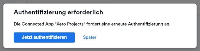 Xero Projects Authentication Prompt DE