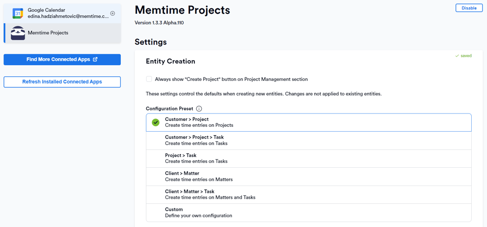 How to connect Memtime Projects Private
