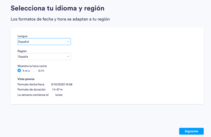 selecciona tu idioma y región